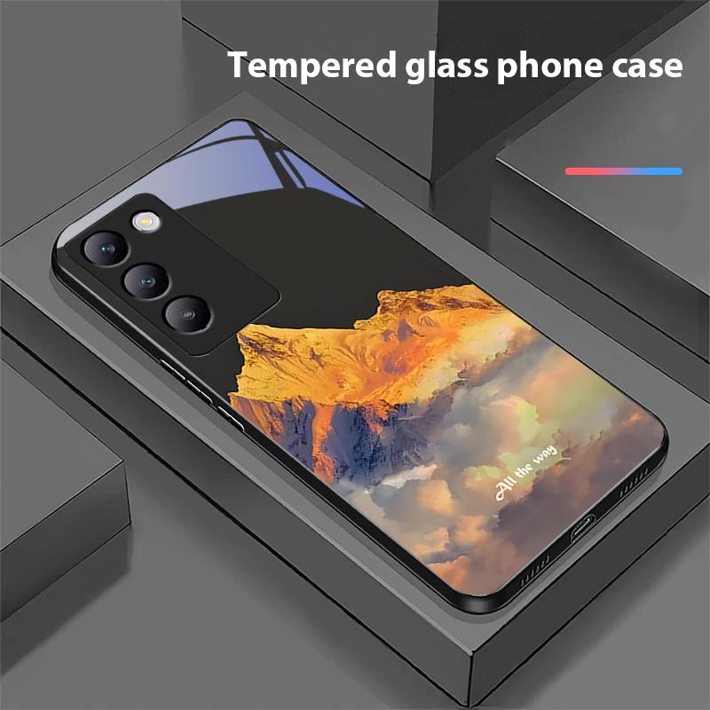 Dark Forest White For Y72 33S 11 03 36 96 Lite 35 16 Iqoo 12 V40 SE 5G 29 40 21 30 X80 Pro Vivo Tempered Glass Phone Case Black