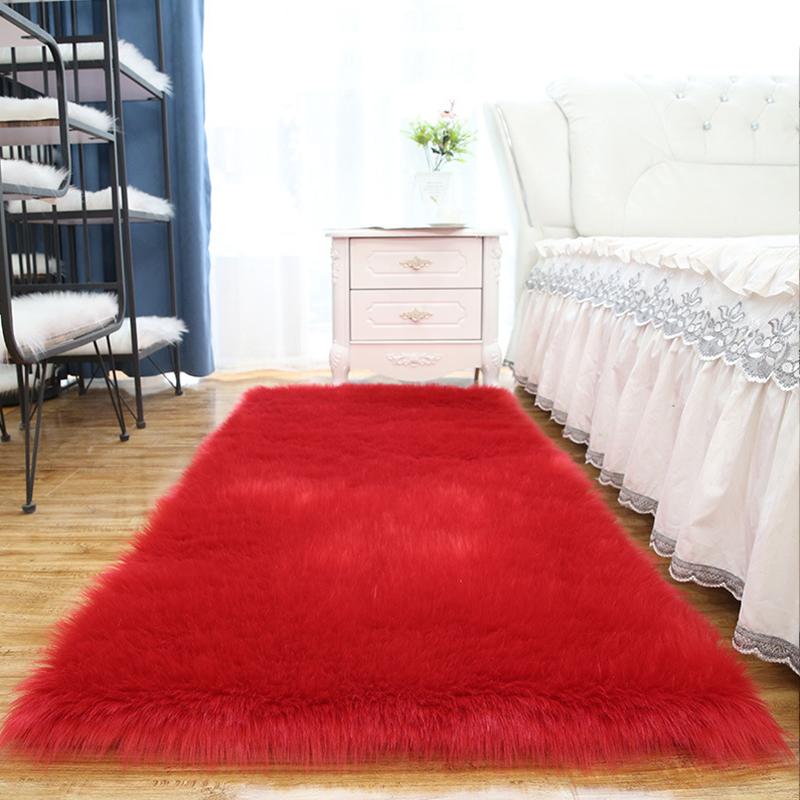 Living Room Fur Carpet Plush Soft Sheepskin Floor Mats Modern Home Decor Bedroom Blankets Imitation Wool Pad White Rugs Doormat