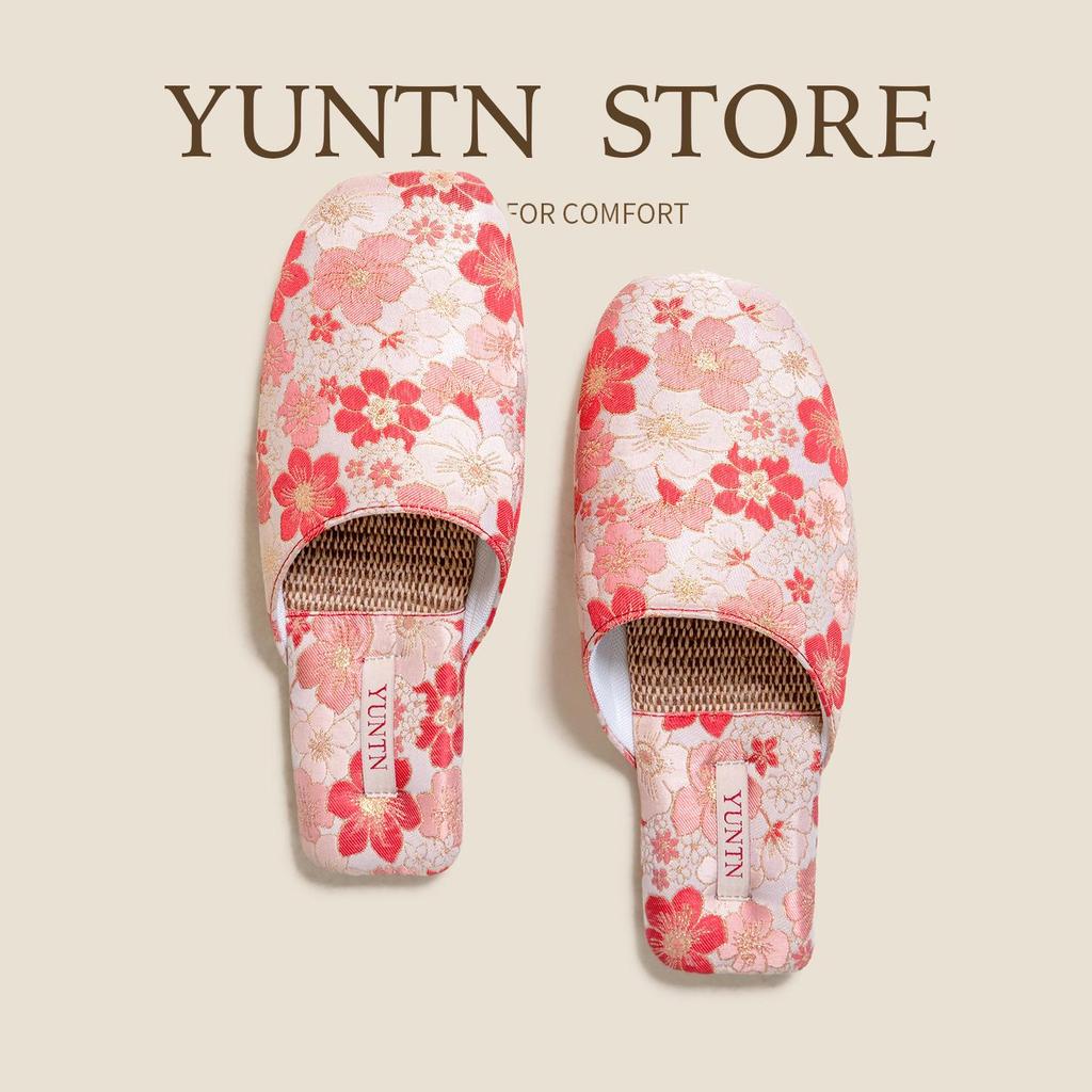 Autumn Elegant Chinese Embroidered Linen Clog Slippers for Women – Non-Slip, Lightweight, with Beef Tendon Sole