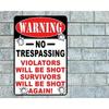 Metal Trespassing Warning Sign Outdoor Aluminum Weatherproof 8x12 Inch