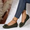 2026 New Womens Flat Casual Shoes Soft Suede Bow Round Toe Loafers Slip On Comfortable Walking Shoes Big Size Available