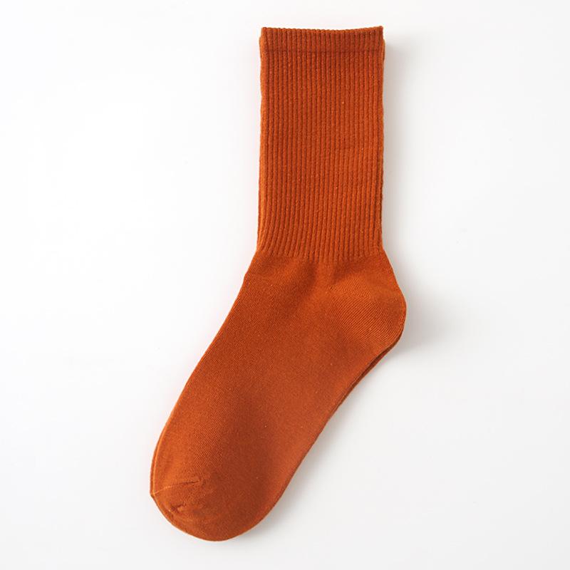 Female Spring and Autumn Thin Style Pure Color Candy Color Movement In The Tube Pile Socks