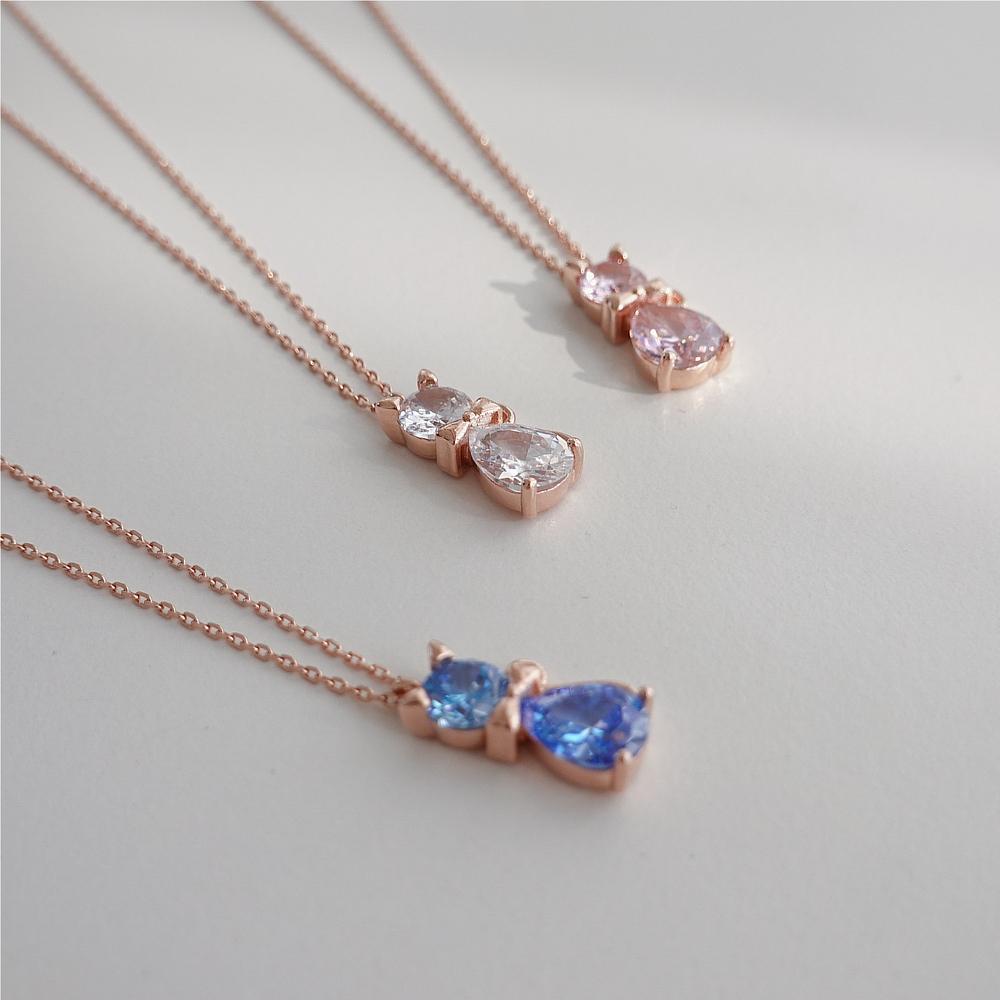 Monograph Ferris Necklace Mgnl0363 14K Gold Plated (Rose Gold + White Cubic Zirconia)