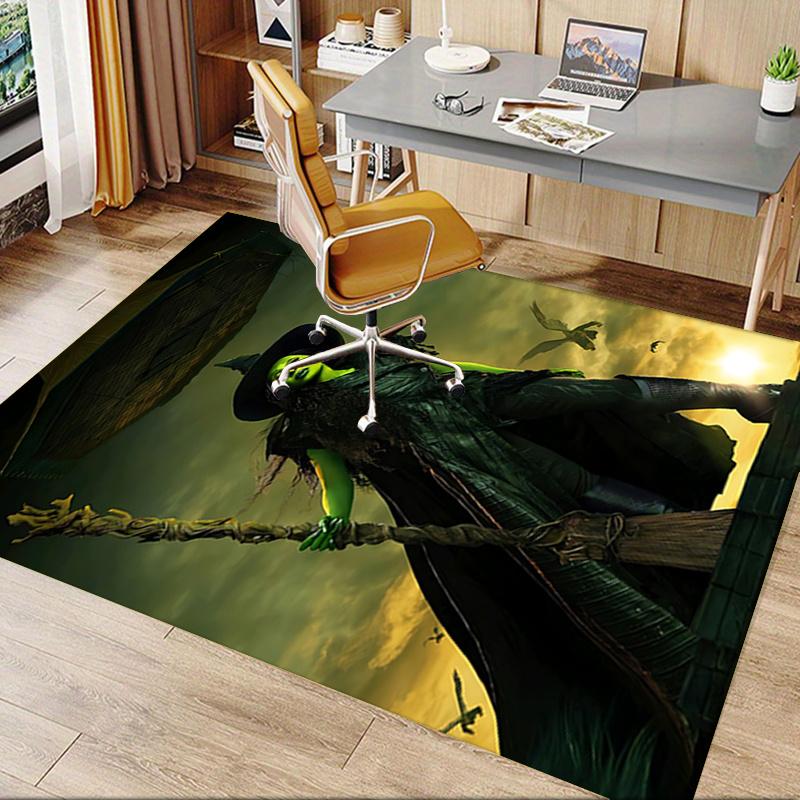 Wicked, Broomstick Pattern Polyester Office Carpet Chair Mats, Home Decor Dormitory Floor Protector with Anti-Skid Backing, Large Area Cover