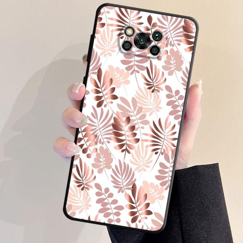 Black Soft Phone Case For Samsung Galaxy S20 S23 S21 Note 20 Ultra 10 Plus 8 9 S22 Note8 Luxury Flower Leaf Cover Funda