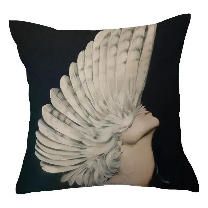 40/45/50cm Sexy Women Print Cushion Cover Decor Sexy Flower Feather Print Sofa Pillowcase Bedroom Home Pillow Case