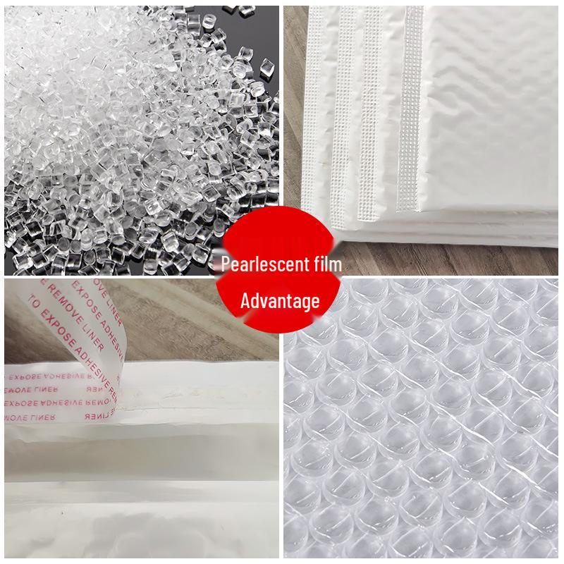 White Pearlescent Waterproof Bubble Mailer - Shockproof Foam Bag for Clothing Express Packaging