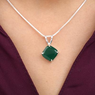 Groene Onyx Edelsteen 925 Sterling Zilveren Sieraden Handgemaakt Bruiloft Hanger 0.93'' PP-62-14