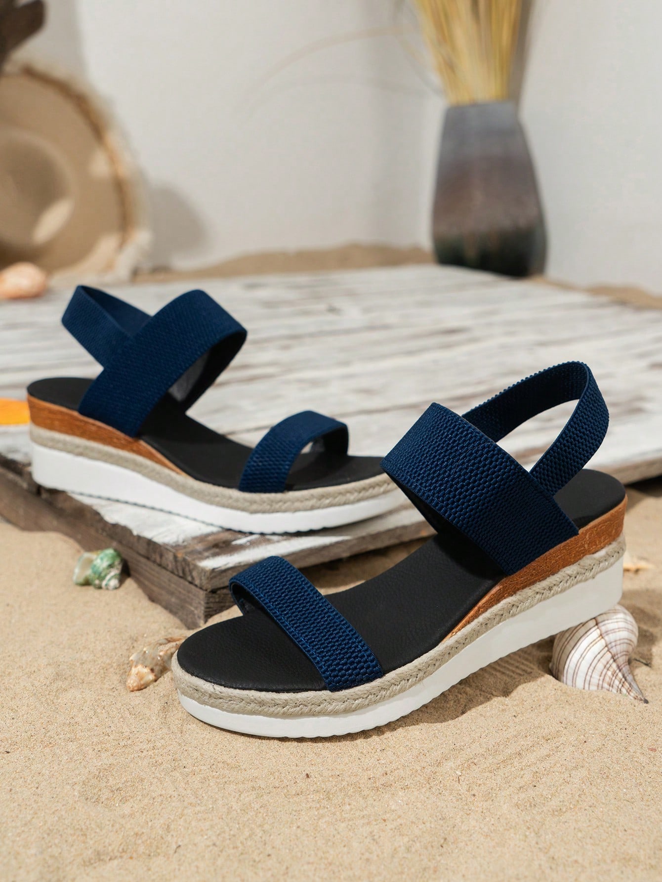 

Fashion Plus Size 36-43 Women s Sandals Summer Casual Shoes for Women Comfortable Non-slip Walking Slip on Elastic Fabric Female Shoes 36