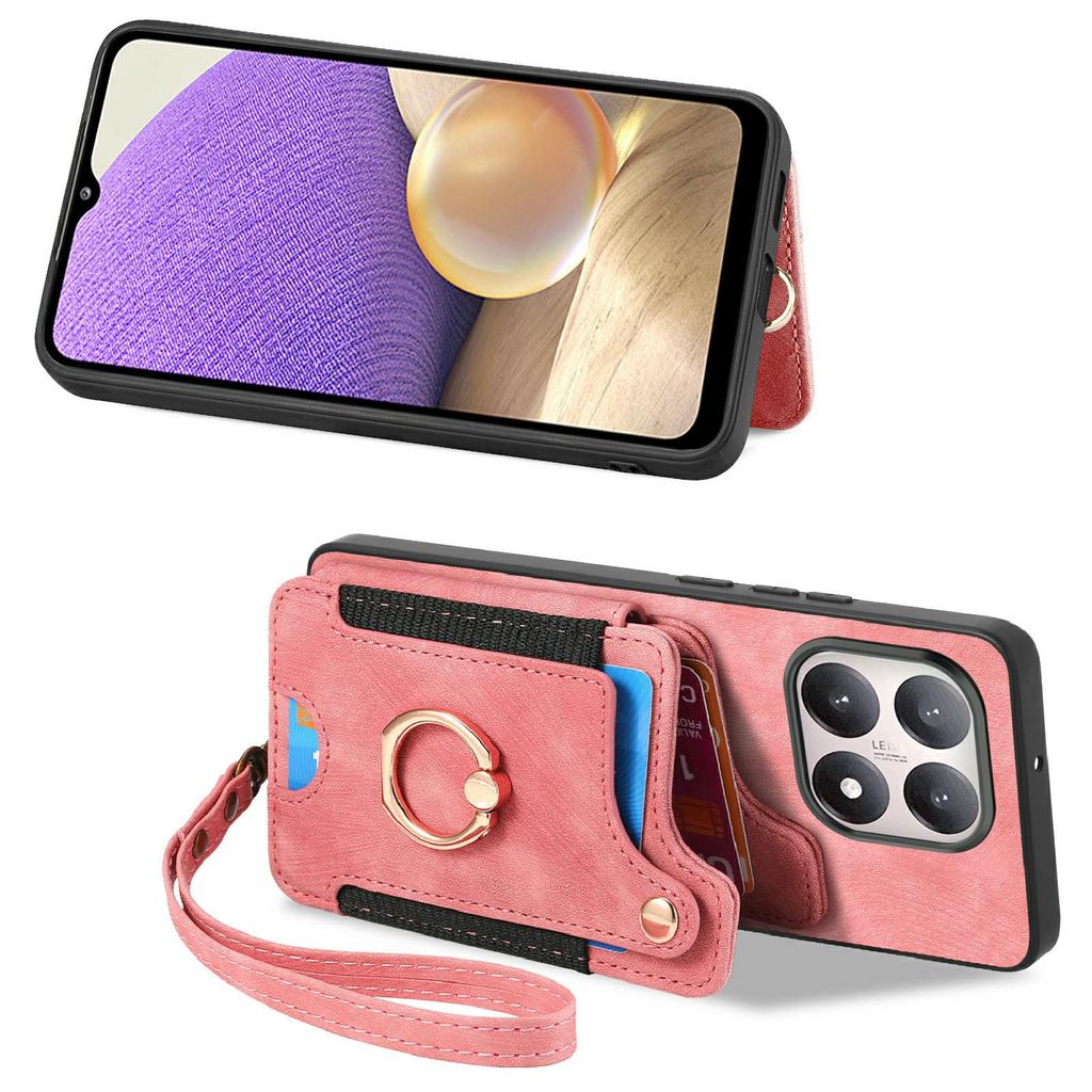 For Xiaomi 15T Retro PU Leather Case Phone Cover with RFID Blocking Card Holder/Ring Holder
