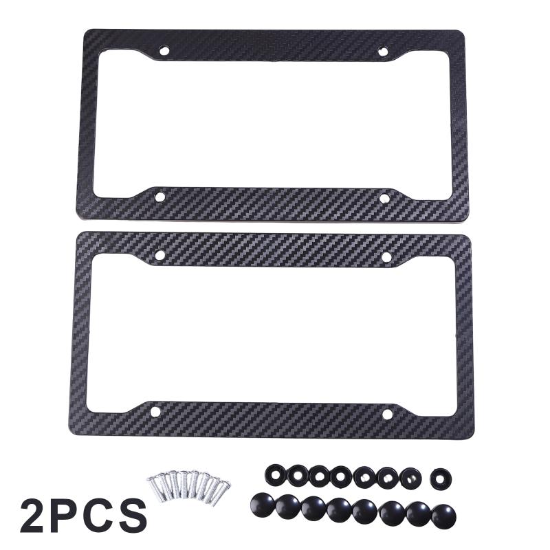 1/2Pcs Universal License Plate Frame Carbon Pattern Plastic License Plate Frame Bracket With Standard Screw Kits
