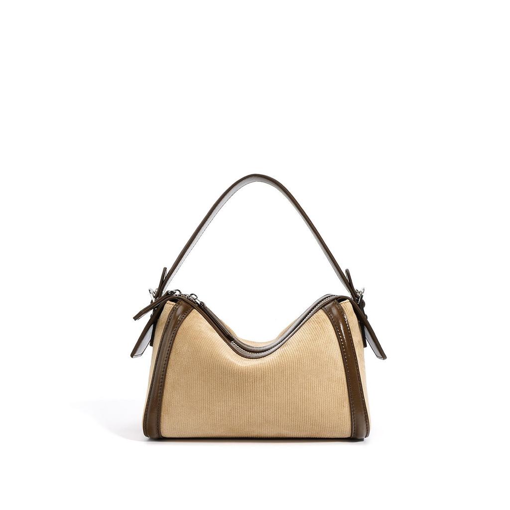 2025 Simple Textured Cowhide Boston Crossbody Bag with Niche Design