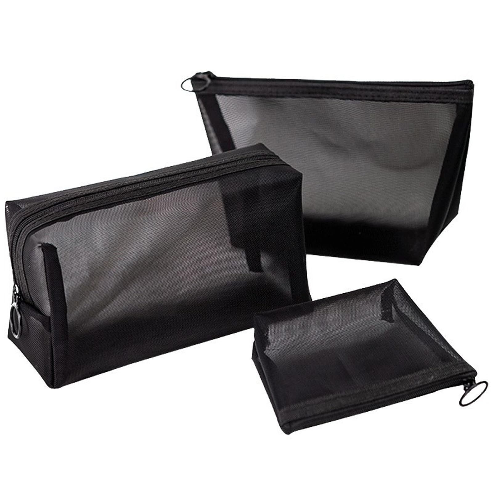 

Сетчатый косметический нейлоновый косметический кошелек для косметики и мелких предметов Портативный и многофункциональный для деловых поездок и путешествий 3-секционный кошелек, предметы, (черный) чёрный