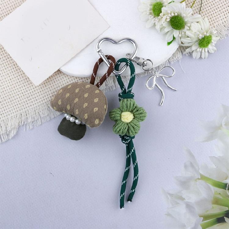 Heart Keyring Creative Car Key Chain Hanging Ornament Cartoon Mushroom Keychain Pendant Bag Charm Flowers Keychain