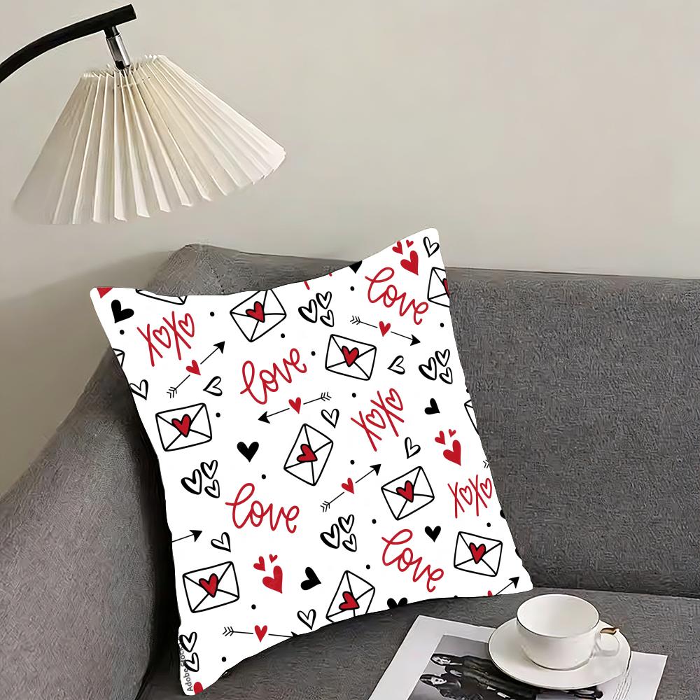 Kiss Love Heart Graffiti Cushion Cover Elegant Comfort Pillowcase Sofa Bed Doublesided Printed Invisible Zipper Home Decor