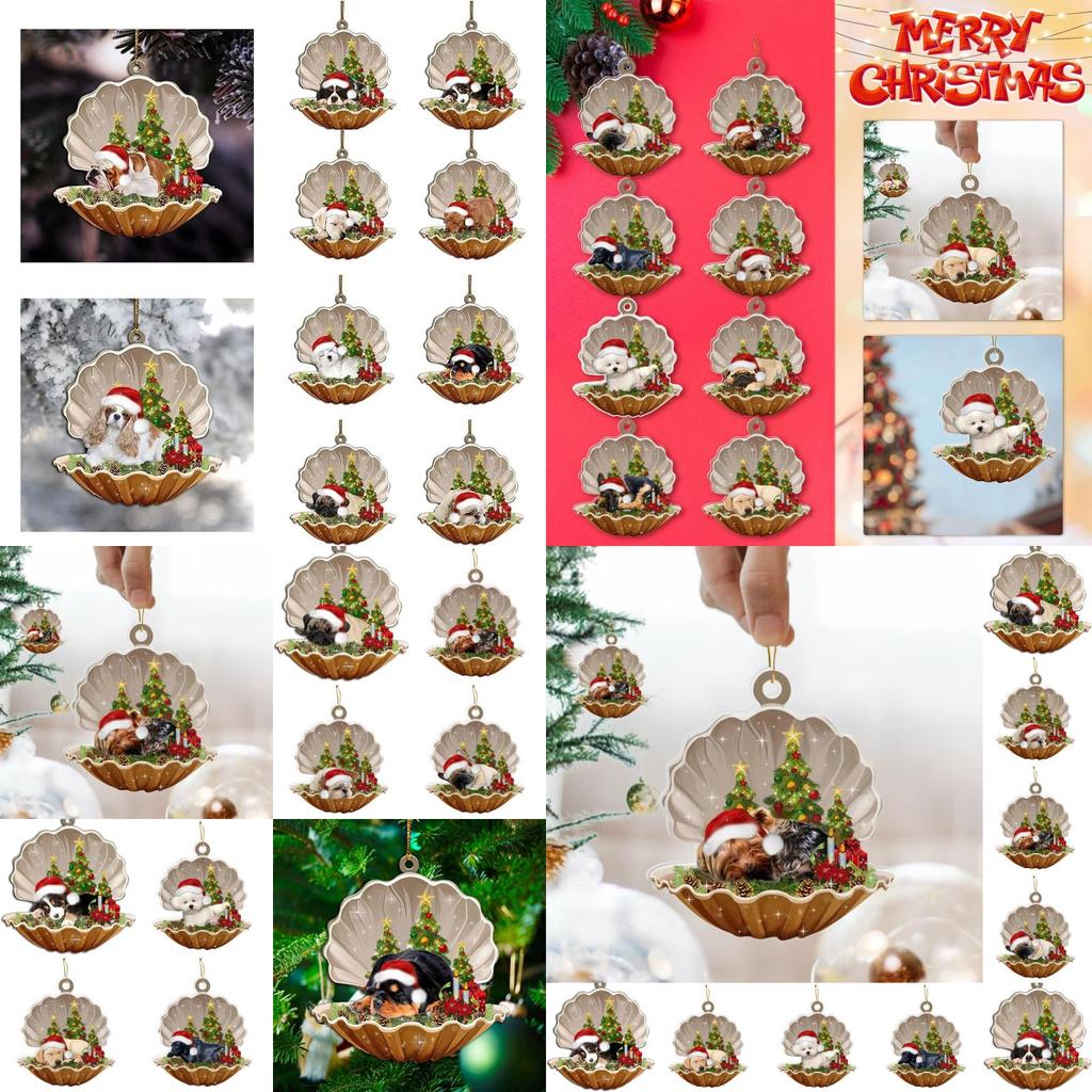 Christmas Tree Hanging Decor Adorable Acrylic Car Decoration With Cute Dog Design