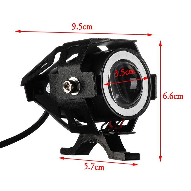 125W LED Auxiliary Motorcycle Headlight Universal 1200LM Angel Eyes U7 Mini Motorcycle Spotlights Bicycle Lamp Accessories
