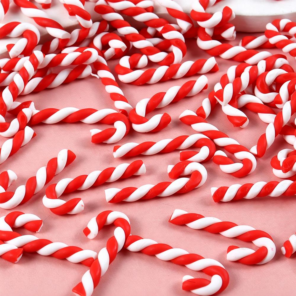 Mini Candy Canes Christmas Decoration Red White Resin Candy Cane DIY Crafts Xmas Pendant Navidad Home Decor New Year Gift
