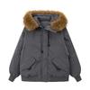 Women's American Vintage Pie Overcomes Fur Collar Jacket Hooded Seasonal Down Cotton