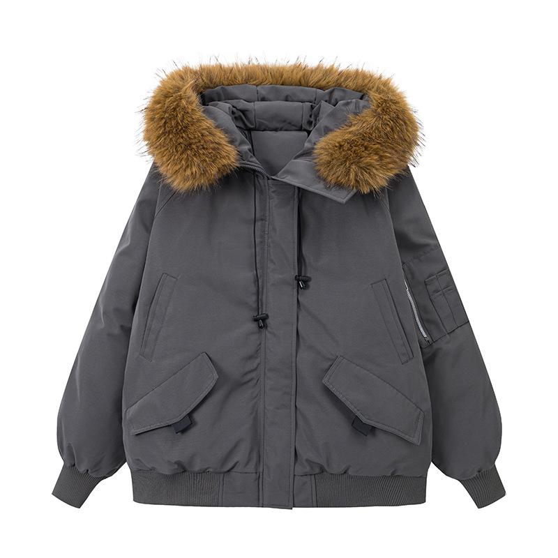 Women's American Vintage Pie Overcomes Fur Collar Jacket Hooded Seasonal Down Cotton