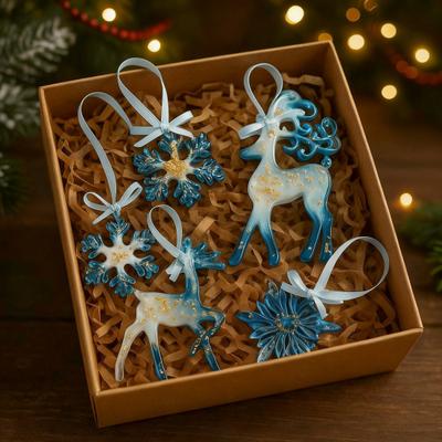 Yousheng Christmas Ornaments Set Acrylic Reindeer Snowflake Decorations Shatterproof Tree Hanging Ornament for Holiday Home Decor