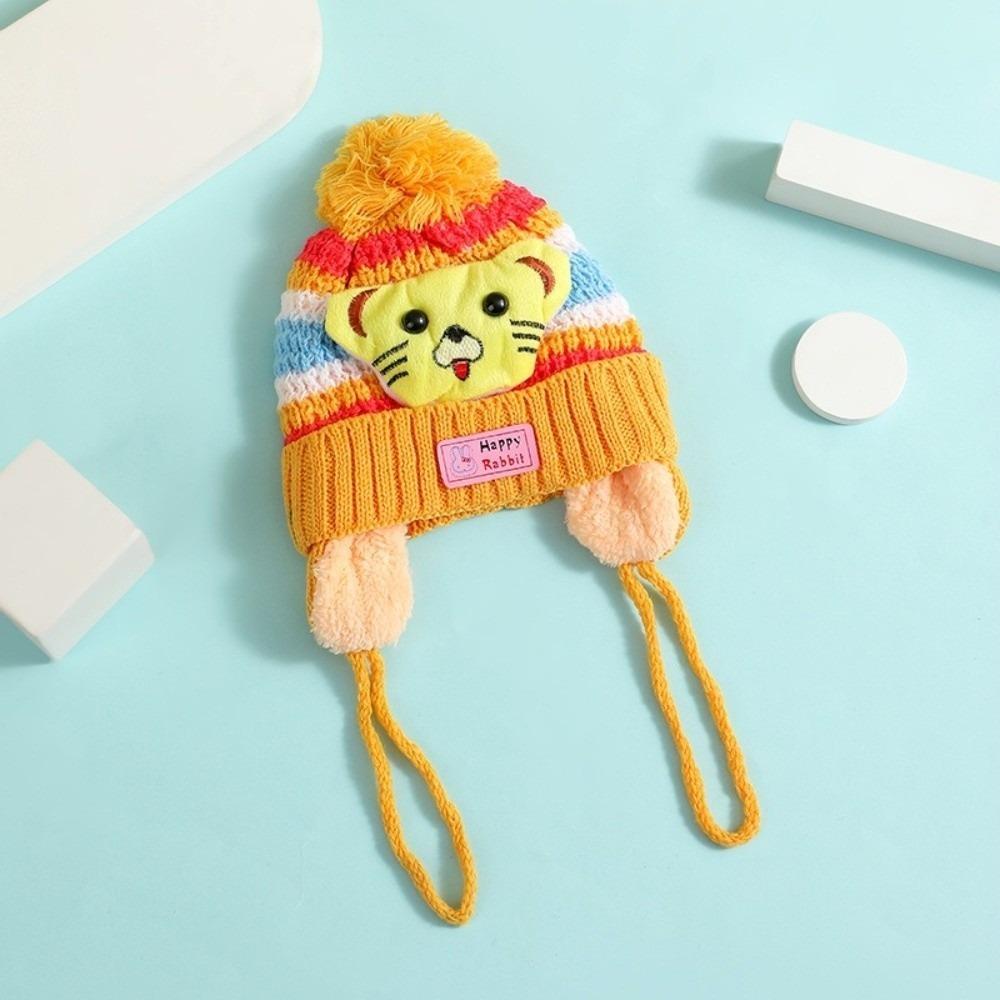 

Cartoon Knitted Hat Warm Ear Protection Hat New Pullover Cap for 1-6Y жовтий