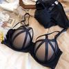 Set di Biancheria Intima Sexy da Donna in Pizzo con Intagli Push-Up Reggiseno e Slip Classico a Fascia Lingerie Completo