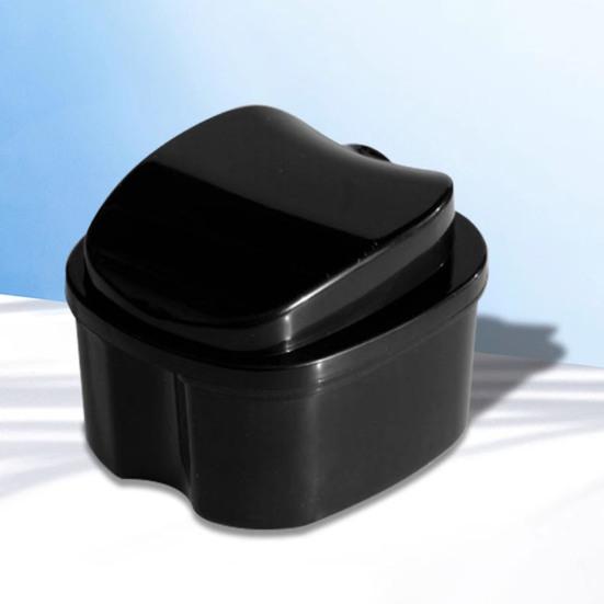 Dentures Case Portable Soaking Denture Bath Box with Strainer Basket Invisible Brace Retainer Mouth Guard Dental Aligner Container Holder