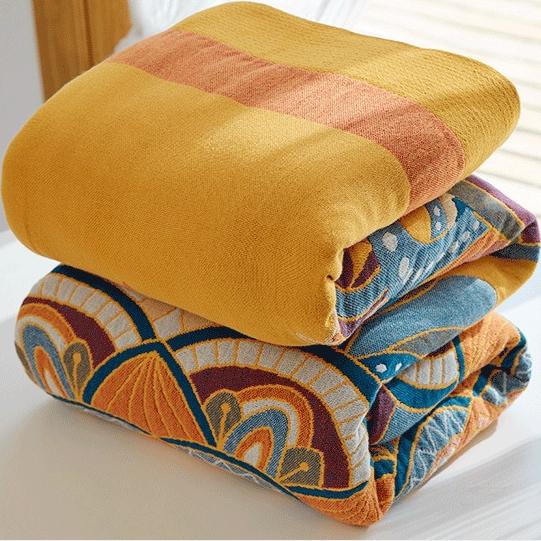 Ethnic style pure cotton gauze quilt sofa blanket towel single/double blanket bed sheet