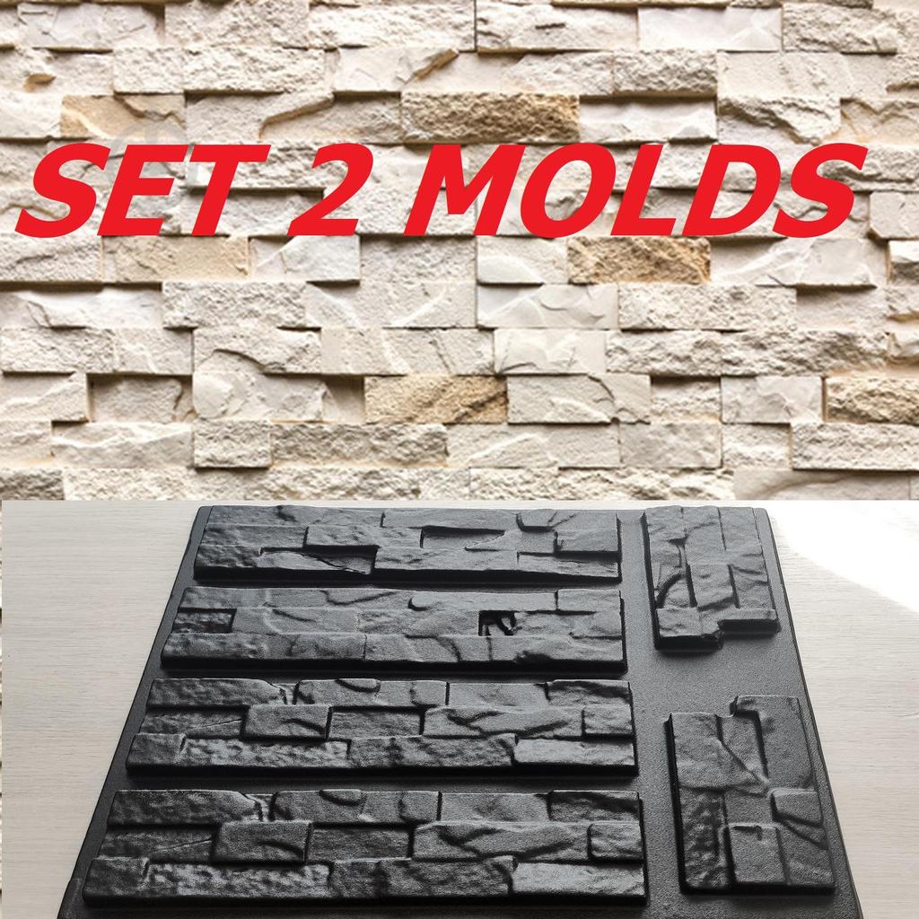 Lot De 3 Moules En ABS Pour Créer Pierres Murales Décoratives Style MONTANA - Pour Béton, Plâtre, Résine
