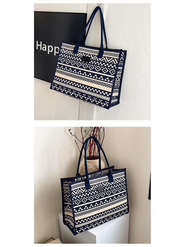 Canvas-Tasche im Ethno-Stil: Handtasche mit großem Fassungsvermögen für Damen