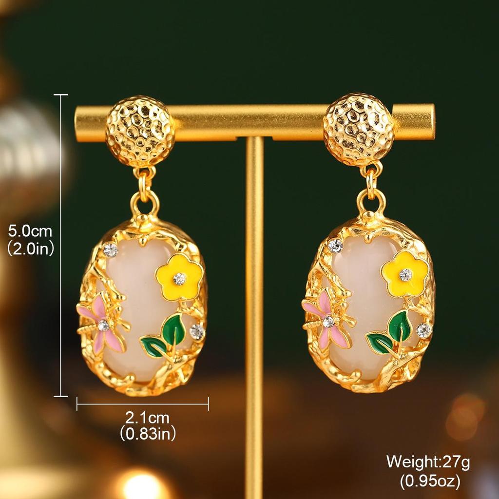 Seria obrazów Van Gogha Moneta: Kolczyki sztyfty z emalią i naturalną perłą w kształcie francuskiego kwiatka, srebro próby 925, kolekcja letnia.