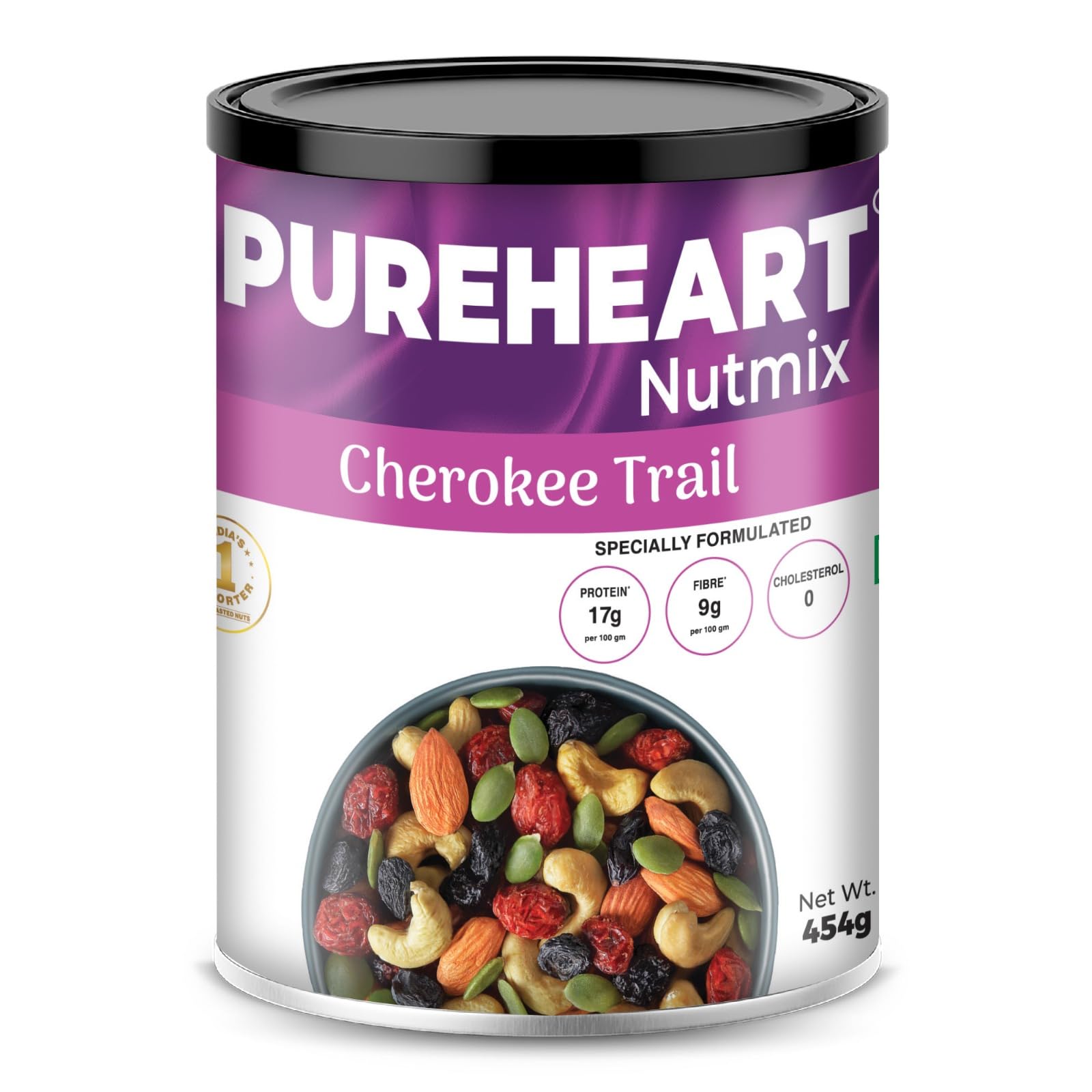 

Pureheart Cherokee Premium Trail Mix | An Eclectic Mix of 8 Healthy Superfoods Nuts- Cashews, Almonds, Pistachio | Dry Fruits Cranberries, Raisin