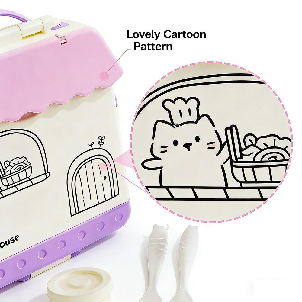 Bento Box for Kids - Insulated Bento Lunch Box with Leak Proof Vacuum Insulated Food Jar - 4 Compartments Outdoor Tableware
