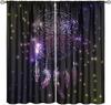 Colorful Dream Catcher Curtains Night Sky Stars Purple Feathers Curtain with Rod Pocket for Bedroom Living Room Decor Drapes