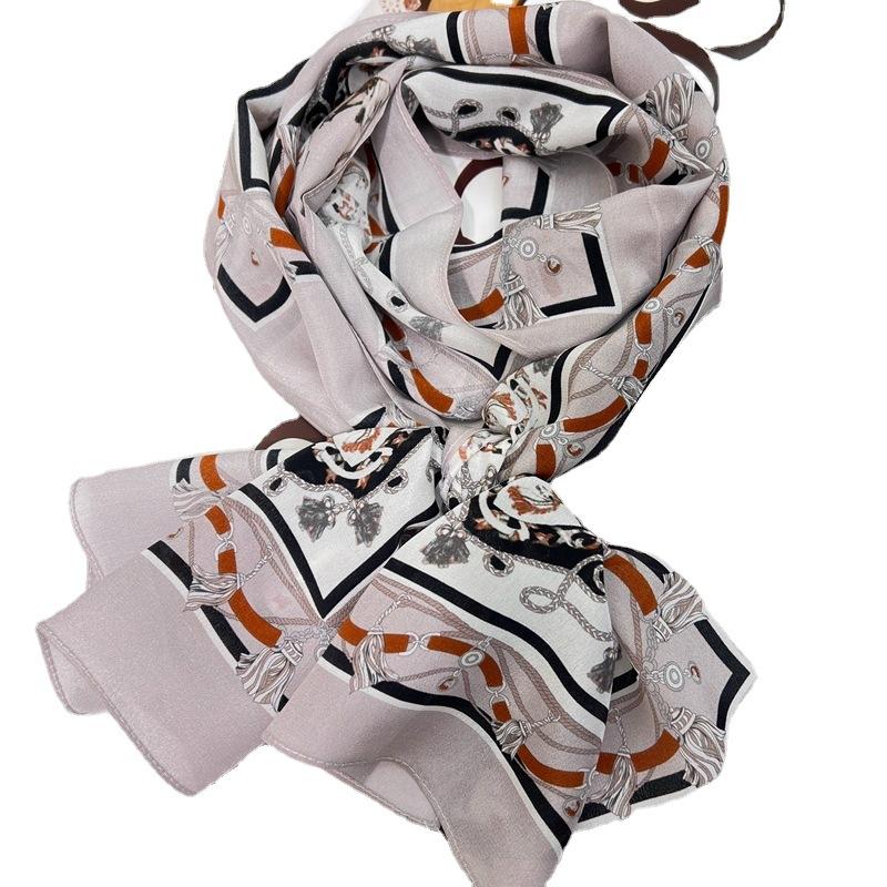Silk Double Crepe Pony Mulberry Silk Scarf Women'S Spring Summer Versatile Long Scarf Scarf Decorative Streamer