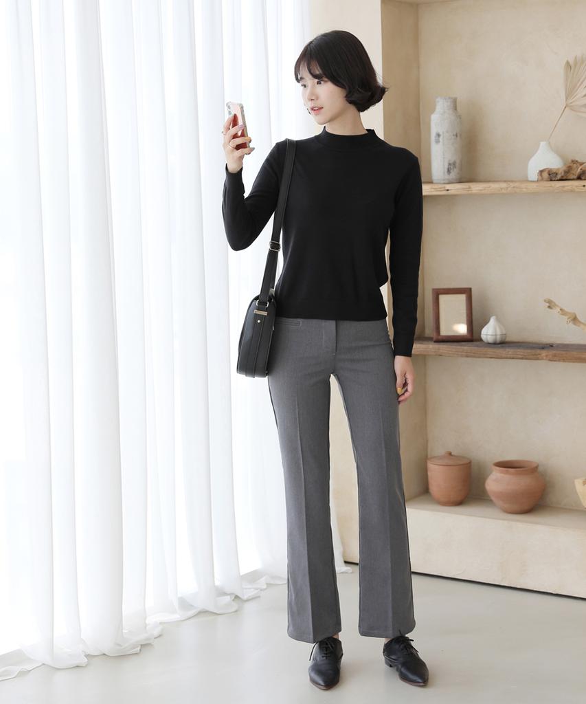 Ppaeppae Semi-High Slim Bootcut Slacks