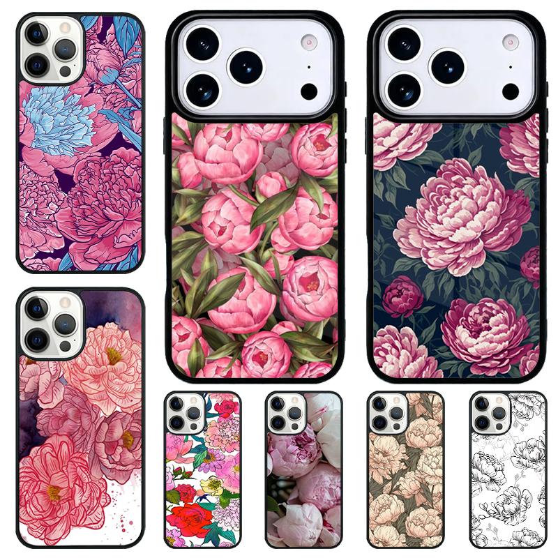 Peony Delicate Flower Shockproof Phone Case for iPhone 17 Air 16e 15 11 12 14 13 Pro Max Cover Coque