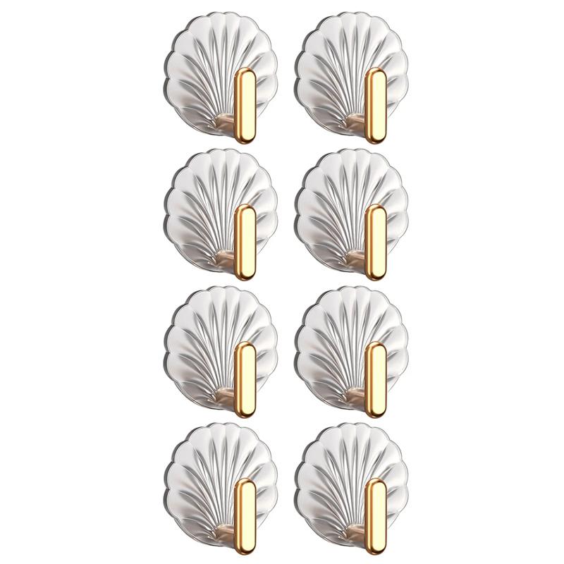 4/8Pcs Creative Shell Shape Wall Hook Bathroom Multifunction Punch-Free Hooks Coat Hanger Home Decoration Self-Adhesive Hooks