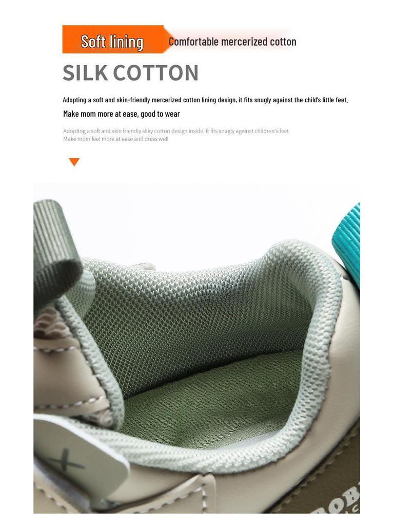 Bobodou Boys' 2025 Autumn Waterproof Leather Sneakers