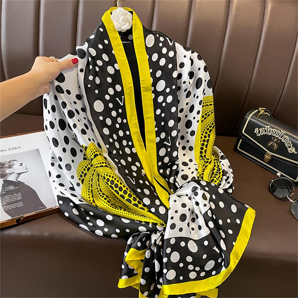 180*90Cm  Women Scarf Fashion Print Silk Scarves Summer Shawls Wraps Soft Lady Bandana Foulard Hijabs Muffler