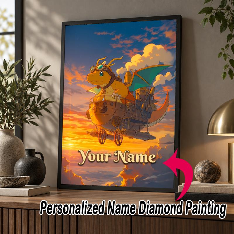 Personalized Dragonite Diamond Art Custom Name 5D Diamond Painting Full Drill DIY Craft