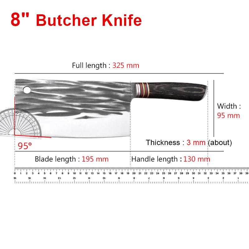 Kitchen Knives Cleaver Meat Chopping Vegetables Butcher Knife Wooden Handle Chef Cleaver Knives Hand Forged Blade Chinese Knives