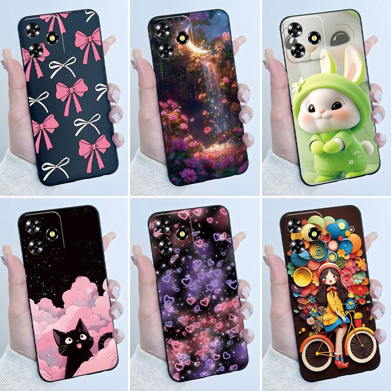 For ZTE V50 Design 4G V 50 Smart Case Cute Rabbit Black Soft Silicone Cover For ZTE Blade A73 4G Axon 50 Lite Phone Case Fundas