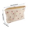 Durable Lightweigh Cherry Makeup Bag Corduroy with Lining Zipper Makeup Storage Box Portable Multifunctional Bag Daily Use