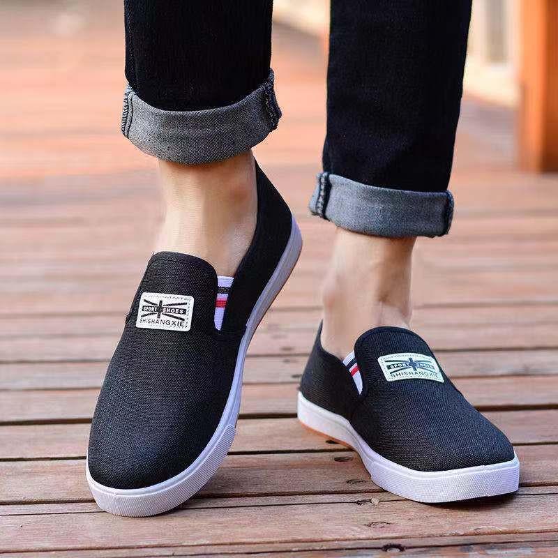 Men's Spring & Autumn Denim Slip-on Shoes - Casual, Comfortable Linen Canvas Board Shoes for Students