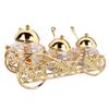 3 Piece Set European Style Gold Sugar Jar with Lid Spoon Polished Glass Seasoning Jar Condiment Pot