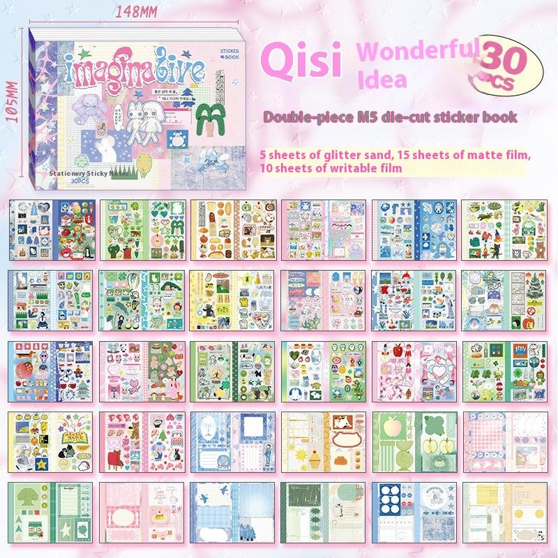 

1 Set Ins Cute Cartoon Decorative Stickers Kawaii Dual M5 Sticker Book Romantic Diy Handbook Scrapbook School Supplies