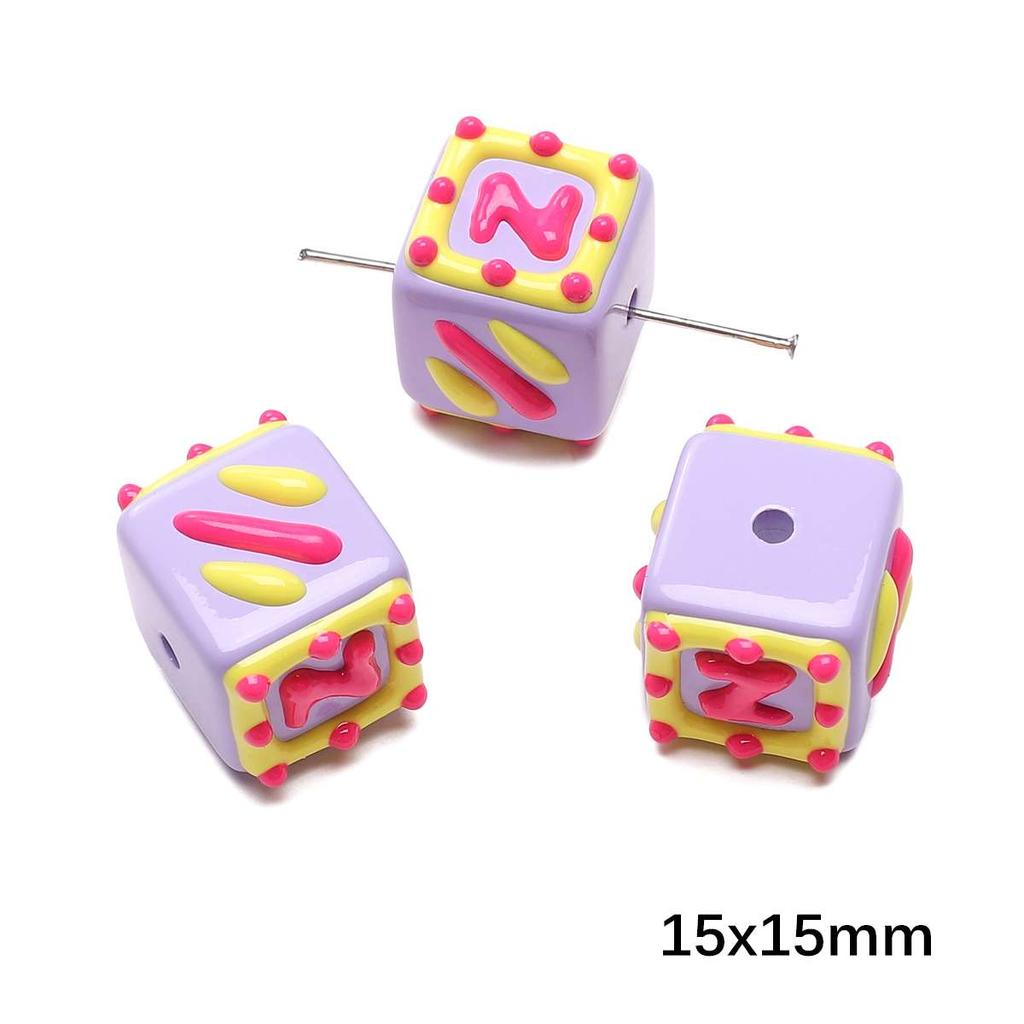Acrylic Three-Dimensional Painted Beads Cartoon Colorful Hand-Painted Beads DIY Bracelet Mobile Phone Chain Accessories Fashion Handmade