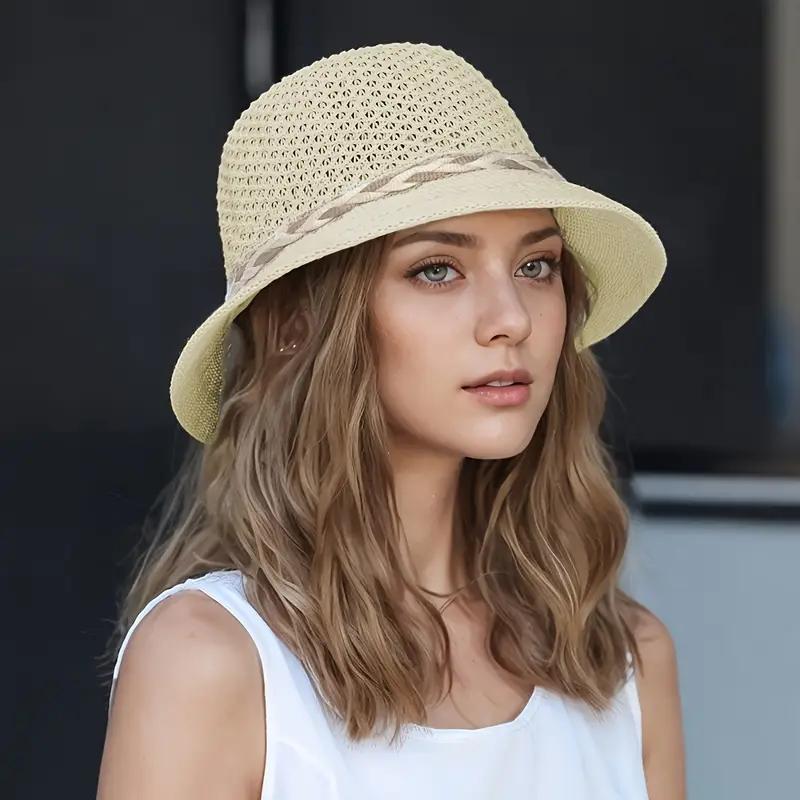 WTEMPO Elegant Floral Bow Decorated Sun Hats Breathable Foldable Hollow-out Caps Spring Summer Fashion Versatile Casual Beach Fishing Hats